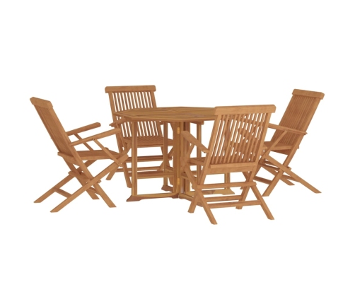 Set de comedor de jardín plegable 5 pzas madera maciza de teca