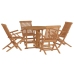 Set de comedor de jardín plegable 5 pzas madera maciza de teca