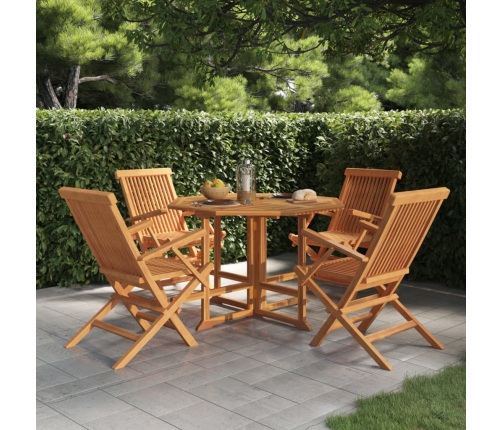 Set de comedor de jardín plegable 5 pzas madera maciza de teca