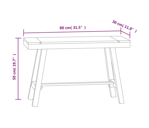 Banco de madera maciza de teca 80 cm