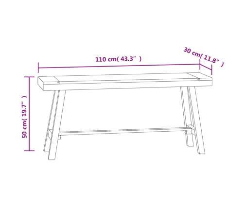 Banco de madera maciza de teca 110 cm