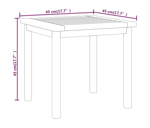 Mesa auxiliar de madera maciza de teca 45x45x45 cm