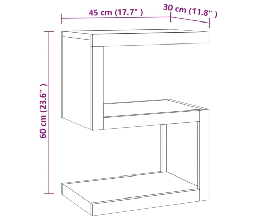 Mesa auxiliar de madera maciza de teca 45x30x60 cm