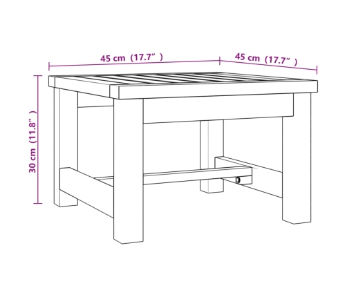 Mesa de centro madera maciza de teca 45x45x30 cm