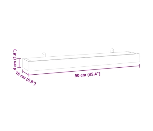 Estantes de pared 2 unidades madera maciza de teca 90x15x4 cm