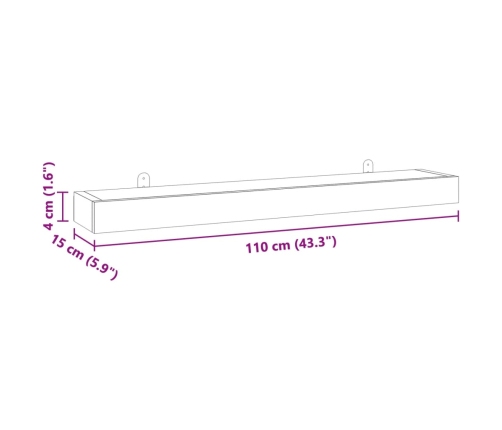 Estantes de pared 2 unidades madera maciza de teca 110x15x4 cm