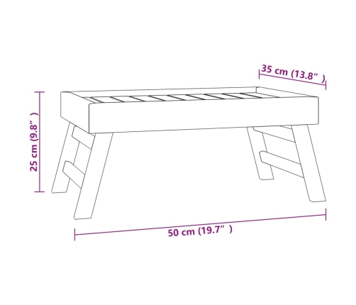 Bandeja plegable madera maciza de teca 55x35x25 cm