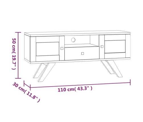 vidaXL Mueble de TV madera maciza de teca 110x30x50 cm