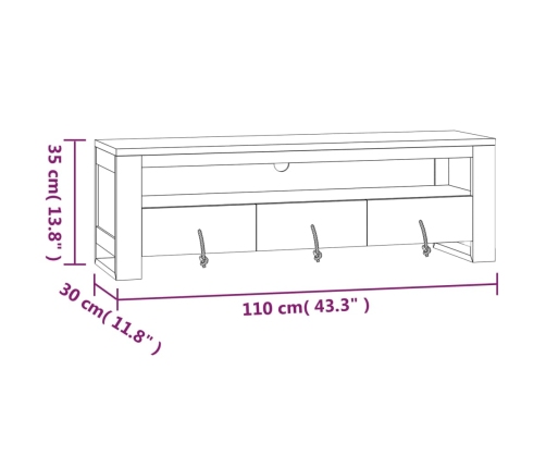 Mueble de TV madera maciza de teca 110x30x35 cm