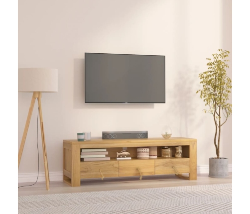 Mueble de TV madera maciza de teca 110x30x35 cm