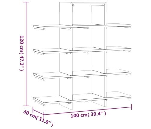 Estantería de madera maciza de teca 100x30x120 cm