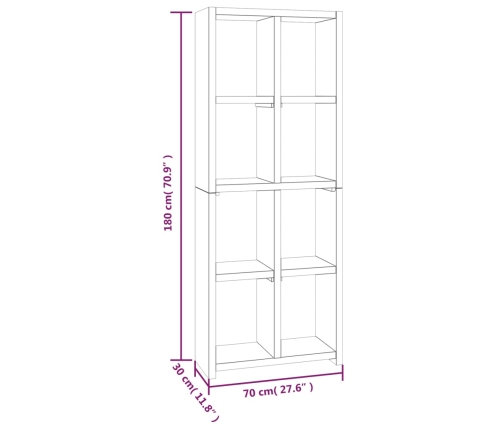 Estantería de madera maciza de teca 70x30x180 cm