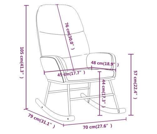 Silla mecedora de tela blanco crema