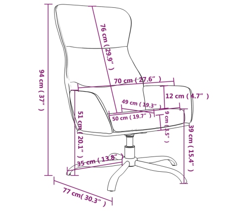 Sillón de relax de cuero sintético negro