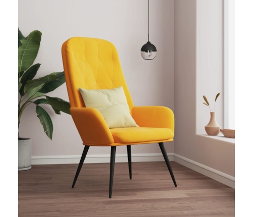 Sillón de relax de terciopelo amarillo mostaza