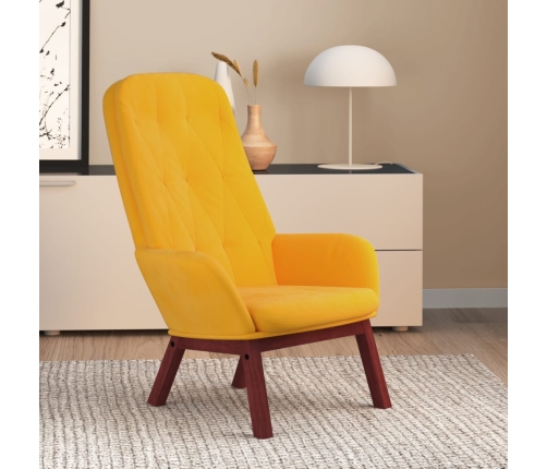 Sillón de relax de terciopelo amarillo mostaza