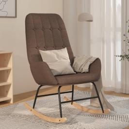 Silla mecedora de tela gris taupe