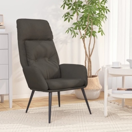 Sillón de relax de cuero sintético de ante gris oscuro