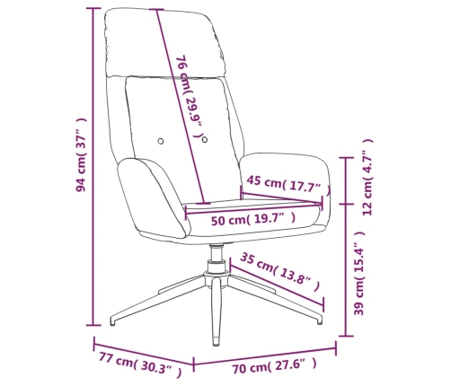 Sillón de relax de cuero auténtico negro