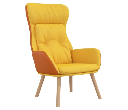 Sillón de relax de tela y PVC amarillo mostaza