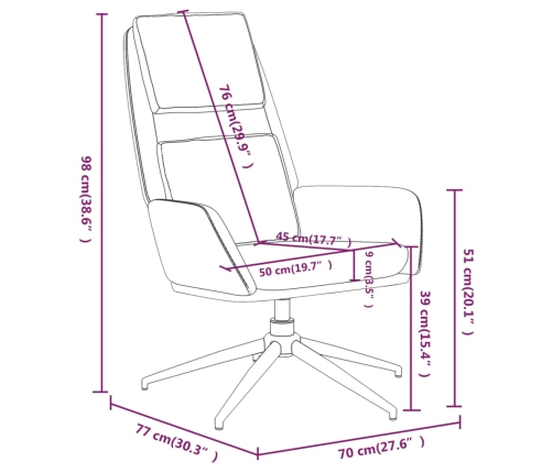 Sillón de relax de cuero sintético de ante gris oscuro