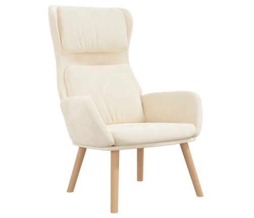 Sillón de relax de terciopelo blanco crema