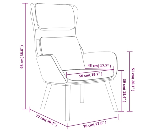 Sillón de relax de terciopelo blanco crema