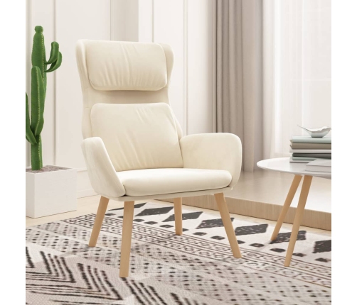 Sillón de relax de terciopelo blanco crema