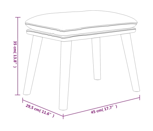 vidaXL Reposapiés de terciopelo crema blanco 45x29,5x35 cm