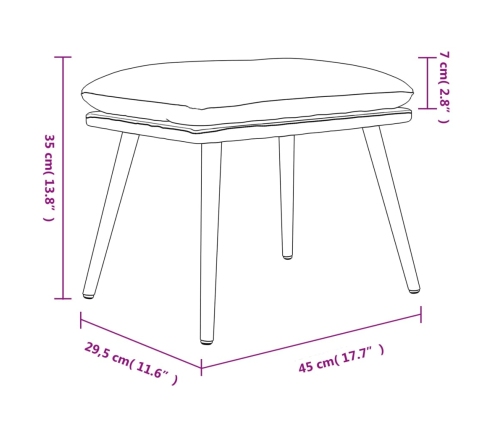 vidaXL Reposapiés tela y cuero sintético gris oscuro 45x29,5x35 cm