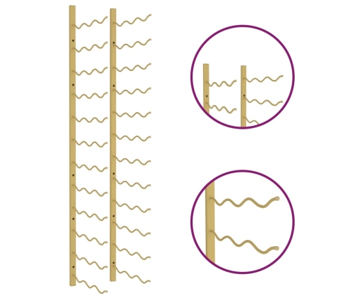 Botellero de pared para 36 botellas hierro dorado