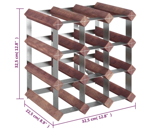 Botellero para 12 botellas madera maciza pino marrón