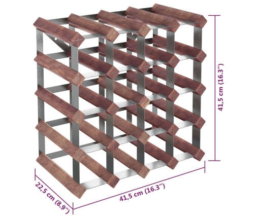 Botellero para 20 botellas madera maciza de pino marrón