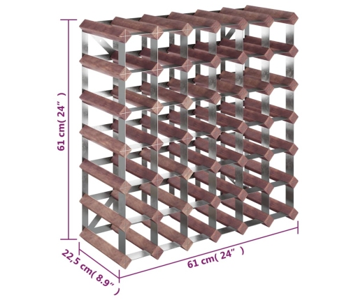 Botellero para 42 botellas madera maciza pino marrón