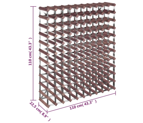 Botellero para 120 botellas madera maciza de pino marrón