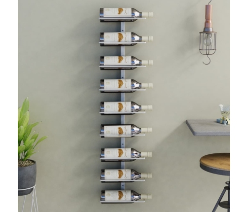 Botellero de pared para 9 botellas hierro blanco