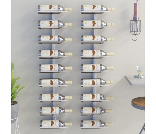 Botellero de pared para 9 botellas 2 unidades hierro blanco