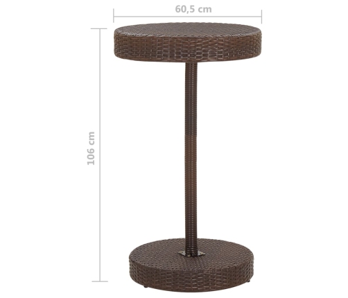 Set de bar de jardín 3 piezas y cojines ratán sintético marrón