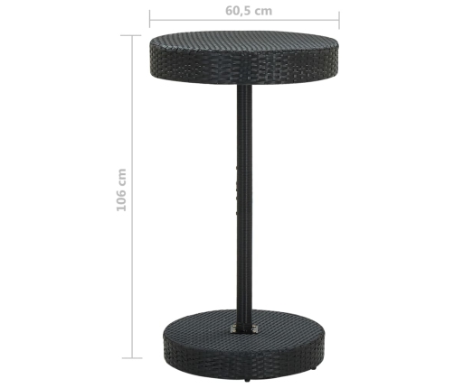 Set muebles bar jardín 3 piezas y cojines ratán sintético negro