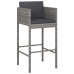 Set muebles bar jardín 3 piezas y cojines ratán sintético gris