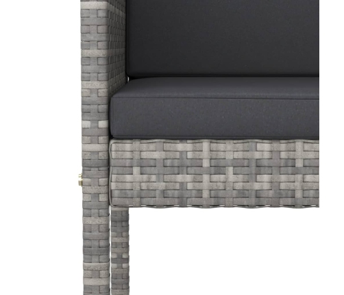 Set muebles bar jardín 3 piezas y cojines ratán sintético gris