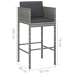 Set muebles bar jardín 3 piezas y cojines ratán sintético gris