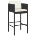 Set muebles bar jardín 5 piezas y cojines ratán sintético negro