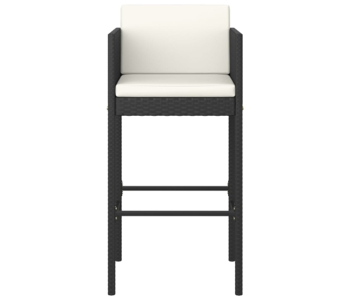 Set muebles bar jardín 5 piezas y cojines ratán sintético negro