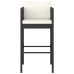 Set muebles bar jardín 5 piezas y cojines ratán sintético negro