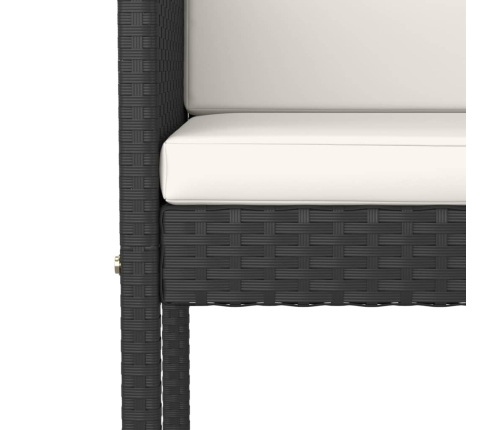 Set muebles bar jardín 5 piezas y cojines ratán sintético negro