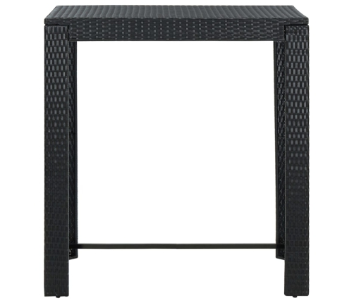 Set muebles bar jardín 5 piezas y cojines ratán sintético negro