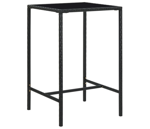 Set de bar de jardín 5 pzas y cojines ratán sintético negro