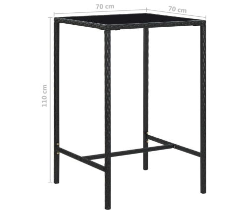 Set de bar de jardín 5 pzas y cojines ratán sintético negro