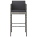 Set muebles de bar jardín 5 pzas y cojines ratán sintético gris